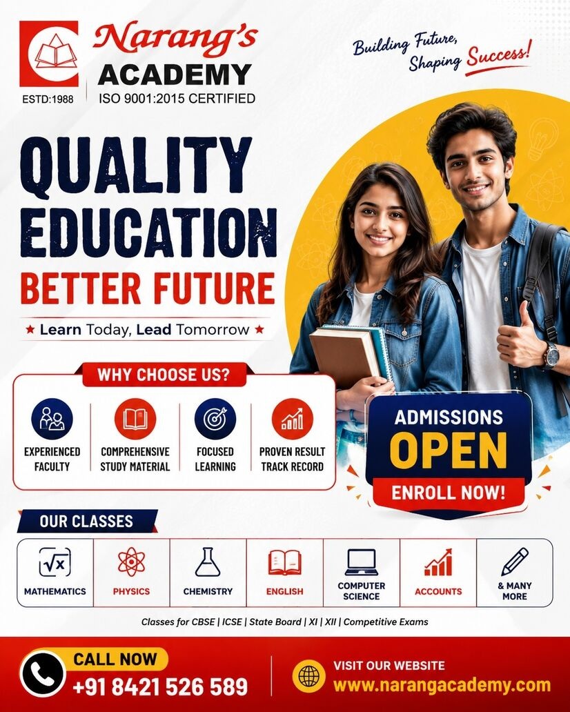 📚 Admissions Open at Narang's Academy!🎓